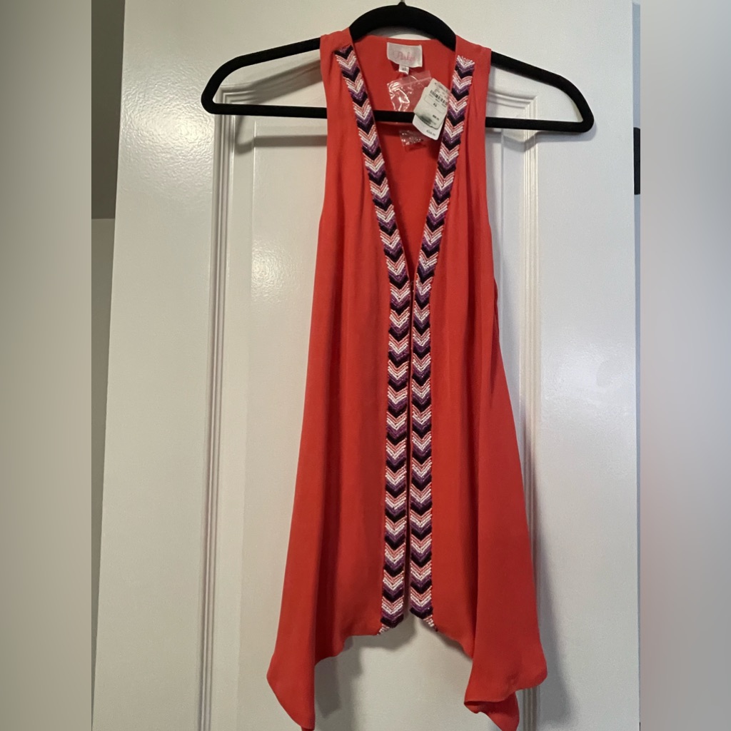 New With Tags Parker Top With Bead Embellished Chevron Design